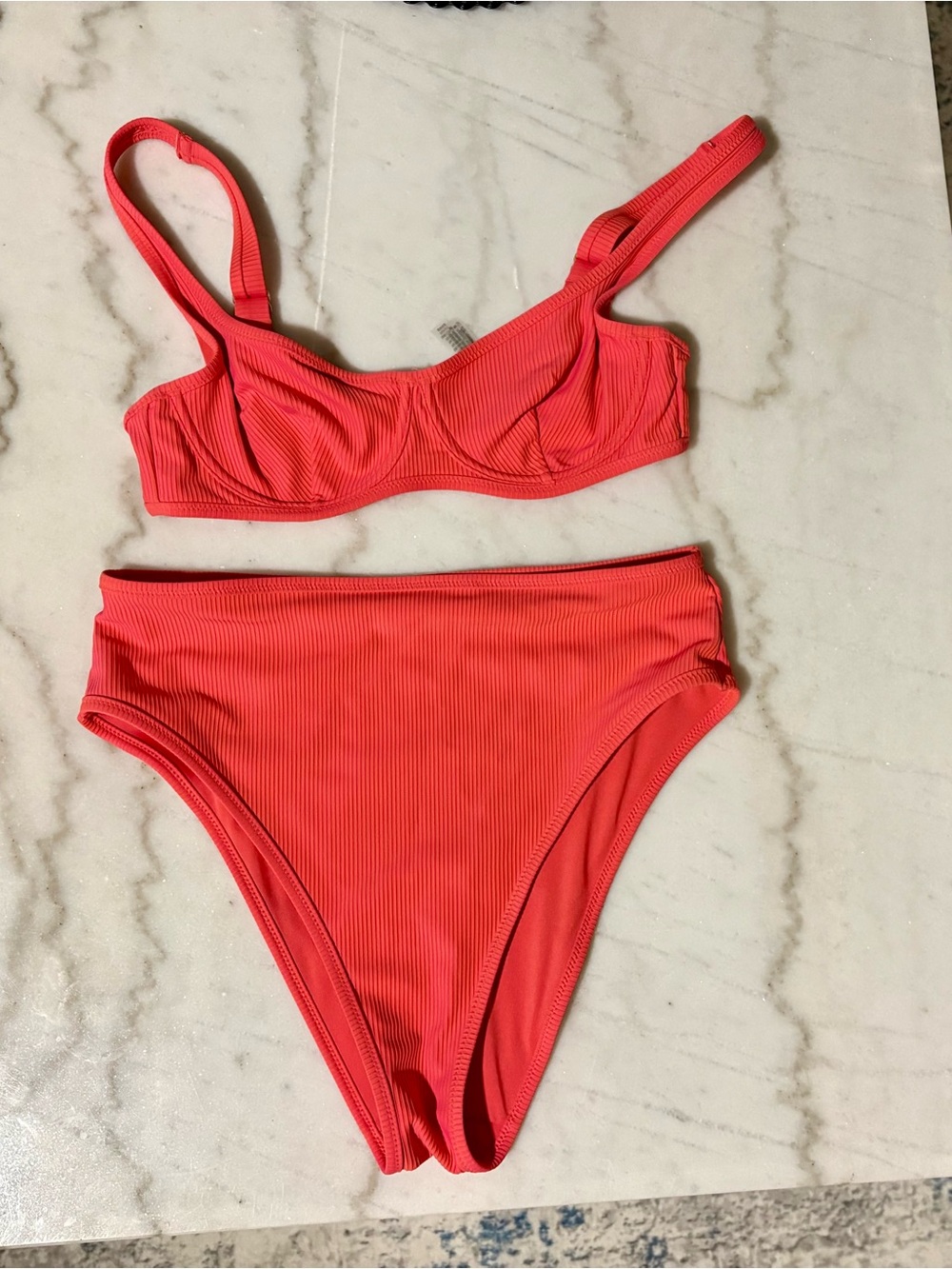 Victoria's Secret Coral Ribbed Underwire Bikini Set